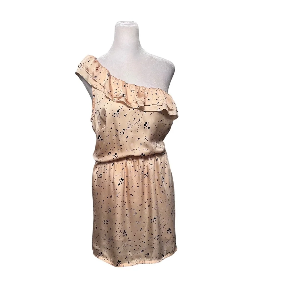 Rory Beca Peach Ruffle One Shoulder Mini Dress Size Small